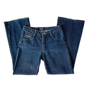 Vintage 1990s Y2K Angel Cotton Denim Low Rise Flared Bootcut Jeans Size 9 W30